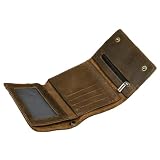 AKAILY Portafoglio Uomo Corto in Pelle con Catena Zip Clutch Portafogli Maschio Breve Trifold Cambia Moneta-Marrone 2color