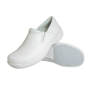 Footwear Men's Slip-Resistant Slip-On Work Shoes,White Leather,US 92