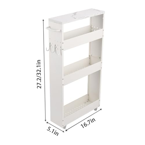 Desserte de rangement étroit mobile meuble gain de place blanc - 3