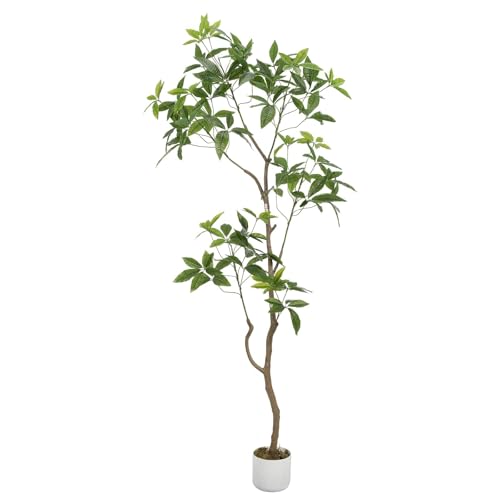 6.6 FT Money Tree Artificial, Tall Fake Money Tree with planters Artificial Umbrella Tree Artificial Plants for Indoor Outdoor Home Office