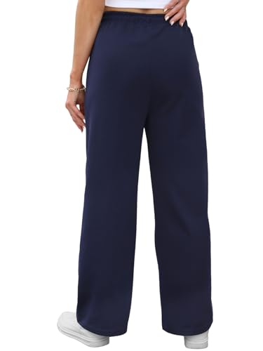 Womens Wide Leg Sweatpants Lounge Pants Baggy Straight Leg Pants Drawstring Athletic Flared Joggers with Pockets2