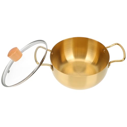 DIYEAH 18cm Korean Ramen Pot Stainless Steel Noodle Cooking Pot Lid Portable for Induction Cooker Random Style