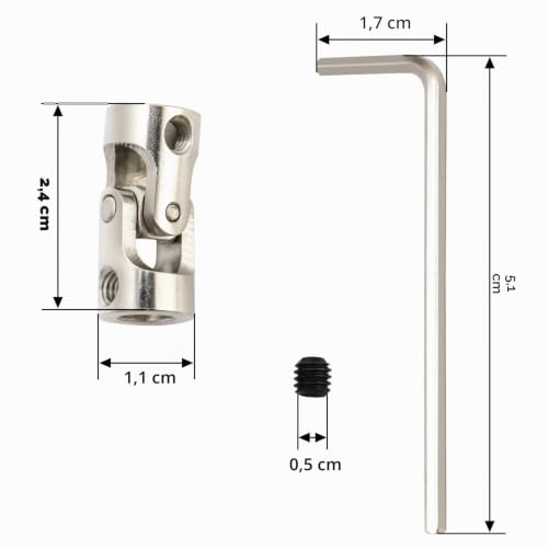 QWORK® 4er Pack 6mm bis 6mm Metallwellenkupplung Motoranschluss Universalgelenk,Universal Joint Wellenkupplung