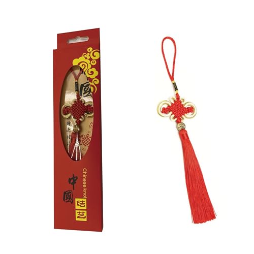 Chinese Tassel Chinese Knot, Red Handmade Tassels Chinese Knots Band Beads, Lucky Knots to Attract Wealth Good Fortune and Health,for Presents,Door,Car and House Decoration,1pcs Gift Package