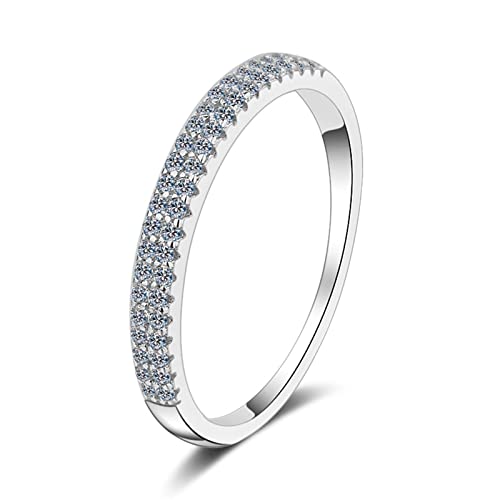 Bague Femme 925 Argent moissanite anneau double rangs scintillant bijoux tendance