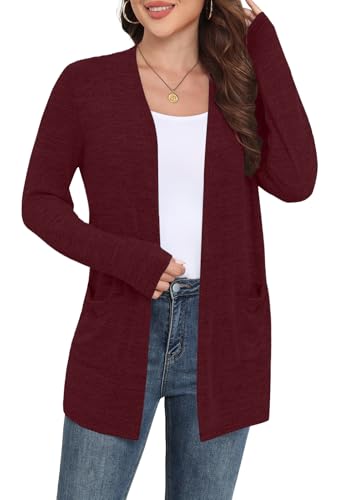 Image of Yincro Womens Lightweight Cardigan Long Sleeve Open Front Casual Sweater Cardigans with Pockets