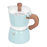 AKLOSIPY 150 Ml Moka-Kaffeekanne, Leichte Aluminiumhersteller für Zuhause und Reisen, achteckiges Design in Lake Blue (#2)