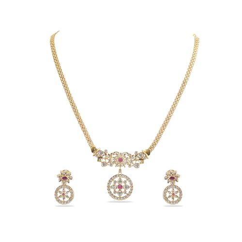 Image of Rubans American Diamond Zirconia Necklace Set Traditional Stylish Jewellery Gift for Women & Girls