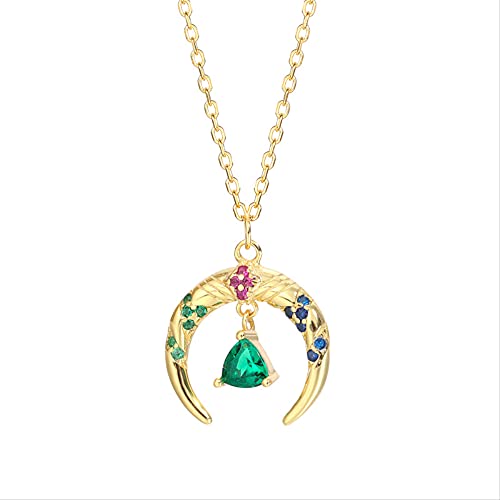 Collier lune femmes HYJYGX avec cristal vert le cadeau de mariage idéal