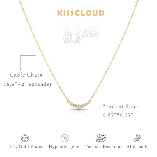 Image of Gold Silver Necklace for Women, Dainty Cubic Zirconia Pendant