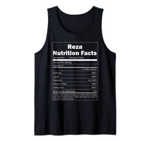 Funny Nutrition Facts Last Name Design - Reza Tank Top