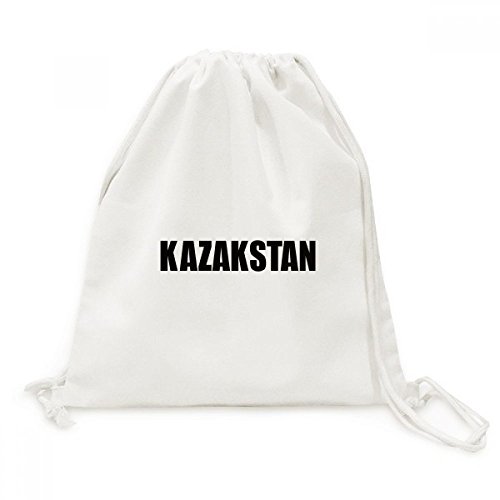 Sac cordon en toile noir avec motif Kazakhstan pour voyage et sport