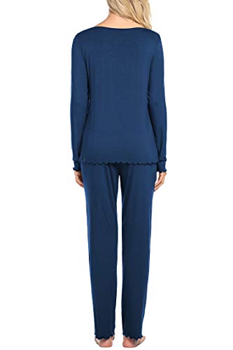 Image of Ekouaer Womens Pajama Sets 2 Piece Lounge Set Fall Winter Pajamas Long Sleeve Pjs Top and Pants Soft Pj Sets Loose Sleepwear