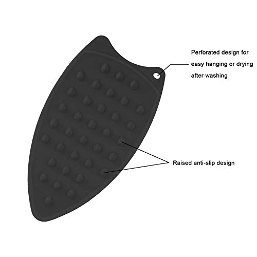 Sygile Pack of 2 Assorted Color Multi-function Heat Resistant Silicone Mat Rest Pad for Ironing Board Steamer Iron - Black
