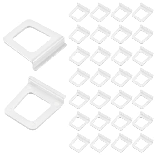 30 Pcs Plastic Window Screen Pull Tabs Universal Spline Channel Pull Lift Tab White Hollow Flat Window Screen Tabs for Screens Frame Replacement Repair Clips