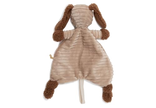 Jollein Schmusetuch Baby Hund – Diego – Biscuit/Leather Brown – Kuscheltier & Schnullertuch – Extra Weich – Schnuffeltuch Baby – Geschenke zur Geburt – 29x20 cm