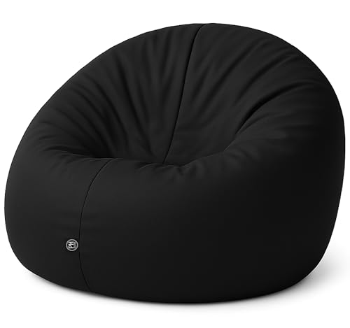 PATCH HOME 2 in 1 Funktion Sitzsack Sessel Bean Bag Sitzsäcke Gaming mit Reißverschluss bereits befüllt - Ø 100cm - Schwarz