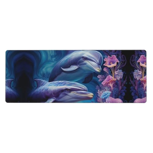Tapis de clavier dauphins aux bords cousus avec finitions haut de gamme