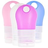 DIYEAH Botellas Dispensadoras de Silicona Flexibles para Loción y Champú 37 Ml, Set de 4 Unidades en Colores, con Bolsa de Pvc con Cremallera para Viaje y Cosméticos