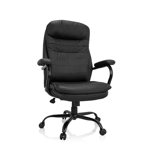 hjh OFFICE 729436 Silla de dirección Relax XXL B Silla de Oficina con Respaldo Alto, Capacidad de Carga hasta 180 kg, tapizada, Negro