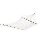 Original Pawleys Island 14OP Deluxe Original Polyester Rope Hammock with Free Extension Chains & Tree Hooks, Handcrafted in The USA, Accommodates 2 People, 450 LB Weight Capacity, 13 ft. x 60 in. 