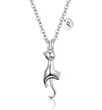Gatito para Mujer | Letra Inicial del corazón | Colgante de Acero Inoxidable, joyería, Regalos para Mascotas, Amantes de los Gatos, Hijas y niñas