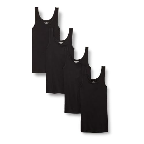 Amazon Essentials Womens Slim-Fit Tank, Pack of 4, Black, Large by Amazon Essentials - Used condition - US$23.28