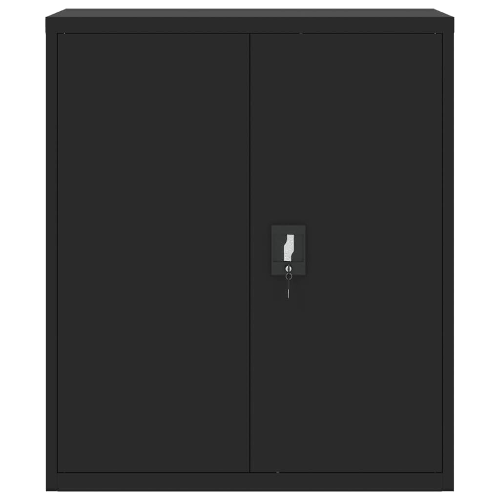 vidaXL Armario Archivador, Almacenamiento con Estantes Ajustables Cerradura, Aparador para Archivos, Mueble para Oficina Casa, Acero Negro