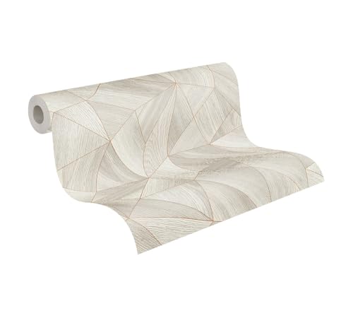 A.S. Création Carta Da Parati Geometrica Elements Carta da parati tessuto non tessuto 10.05 m x 0.53 m Grigio Oro Prodotto in Germania 361332 36133-2