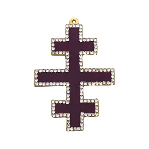 BRICKS MASONS Past Most Eminent Grand Master Grand Encampment Knights Templar Commandery Collar Jewel - Velvet With Rhinestones