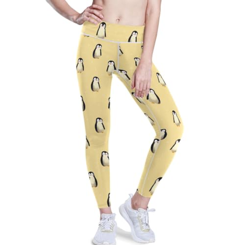 Leggings de yoga con control de abdomen para mujer mallas deportivas de cintura alta con pinguinos