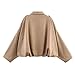 Xunger Women's Faux Suede Bomber Jacket Spring Lapel Pilot Coat Casual Oversized Long Sleeves Trendy Streetwear Outerwear(1026-Khaki-S-RD)