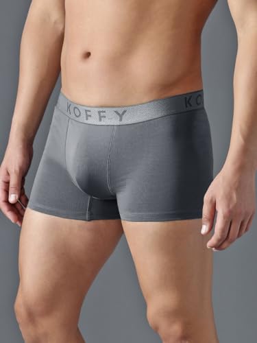 Image of KOFFY Men's Stretchable Cotton Lycra Long Trunk with C-Type Front Open | Wrinkle-Free | Ultra-Soft Elastic
