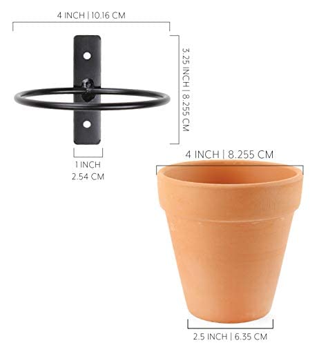 Darware Metal Wall Ring Planters With Pots (4-Pack, 8-Piece Set); Wall Mounted Clay Pots With Holders For Plants And Flowers #TOP5