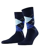 Burlington Herren King Socken Baumwolle Schwarz Grau viele weitere Farben verstärkte Herrensocken mit Muster atmungsaktiv kariert mit Argyle und bunt 1 Paar