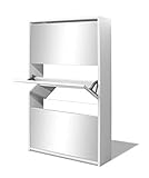 【con 3 Cajones Desplegables】El organizador de zapatos con espejo tiene tres cajones desplegables, cada uno de los cuales con una capacidad de 3 o 4 pares de zapatos. El mueble para zapatos va montado directamente a la pared.