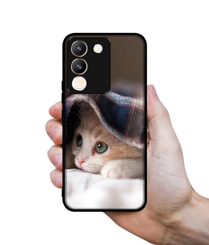 Image of Sleepy Kitten Design Premium 2D Printed Metal Back Case Cover for Vivo Y200 5G