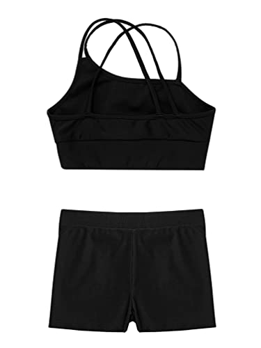 Kids Girls Dance Crop Top and Shorts Set 2 Piece Sports Workout Outfits Gymnastics Ballet Dance Outfits Tracksuit4