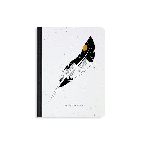 matabooks - Nachhaltige Notizbücher A6 Samenbuch "Feather": Veganes Notizbuch aus Graspapier