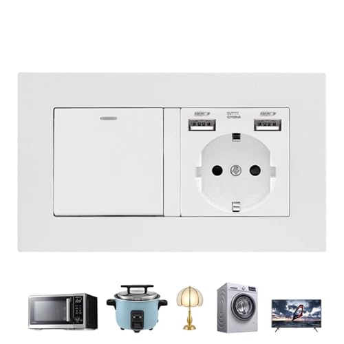 Interruptores Eléctricos Con Toma y superficie resistente a los arañazos de alta durabilidad.