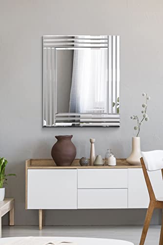 MirrorOutlet Espejo de Pared Veneciano Biselado Triple Plateado, 68 cm x 58 cm, sin Marco