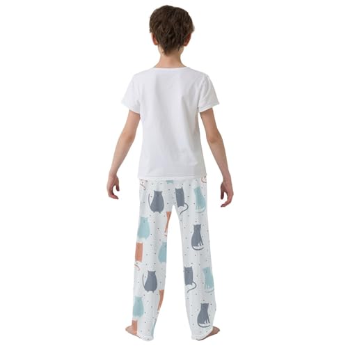 Boys' Pants Funny Cats Hearts Long Bottoms Jogger Pants Elastic Waist Trousers with Pockets S-XL3