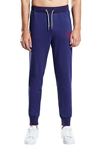 Extreme Pop Hombre Pantalones de chándal Joggers de Gimnasia con Estampado de Rayas UK Brand (S, Azul Marino 1) Cover