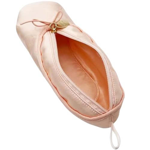 Makeup Ballet Bag, Cute Cosmetic Bag Dance Recital Gifts for Girls, Ballet Shoe Pencil Case Small Cosmetic Bag Bow Mini Dance Bag for Girls Makeup Brush Holder Travel (Pink)