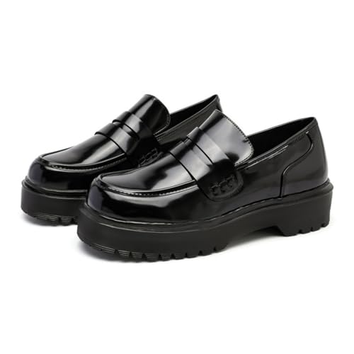 Image of MEMON Womens Vintage Oxford Shoes,Casual Low Heel Loafers for Women,Round Toe Chunky Black Platform Oxford Shoes for Women,Comfort Dress Shoes