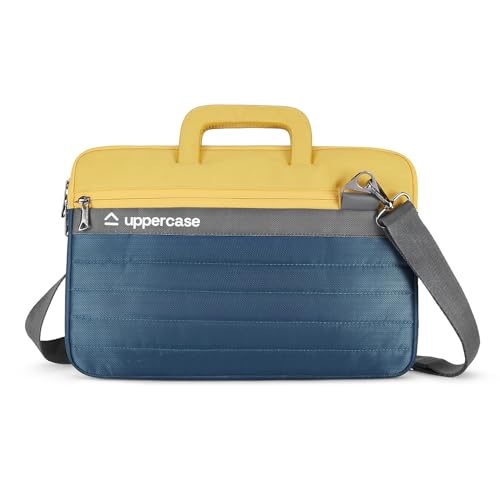 Image of uppercase Pulse Laptop Sleeve, Multi-Textured Quilted Design, Quick Access Pocket, Trolley Sleeve, Slide-in Handle & Detachable Shoulder Strap, Ideal for Men & Women | Office & Travel