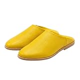 ZAYNA Babouches Marocaines Unisexe Cuir Fait Main Fès (Jaune, Système Taille Chaussures EU, Adulte, Numérique, Moyen, 43)