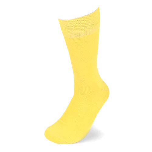 Feraricci Solid Color Polyester Socks for Men Casual and Formal Attire Mid Rise Mens Crew Socks - Yellow