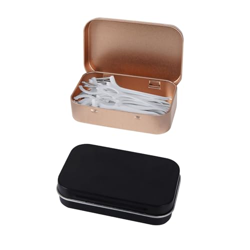 Adorila 2 Pack Dental Floss Portable Case, Refillable Glide Dental Floss Storage Container, Travel Metal Dental Pick Dispenser (Black, Gold)