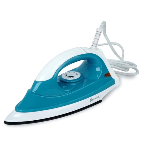 Image of 1000W Dry Iron with Non-Stick Soleplate Fast Heating Clothes Iron | 6 Adjustable Fabric Temperature Settings | 360 Swivel Cord | Lightweight Ergonomic Design for Smooth Ironing